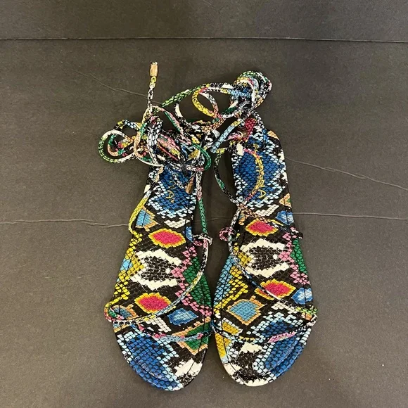 Liliana Colorful Snake Skin Pattern Strappy Sandals Size 8 - Picture 5 of 8